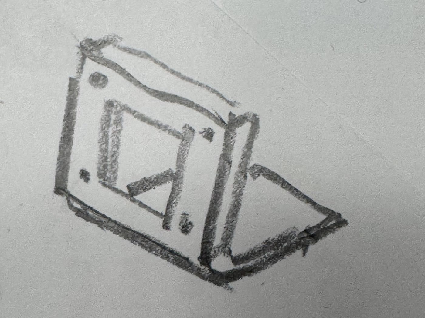 Pencil sketch of the photobooth enclosure