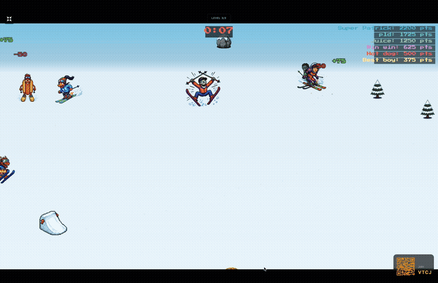 Skiing option I — final 5 seconds, red timer, lasagna pickups